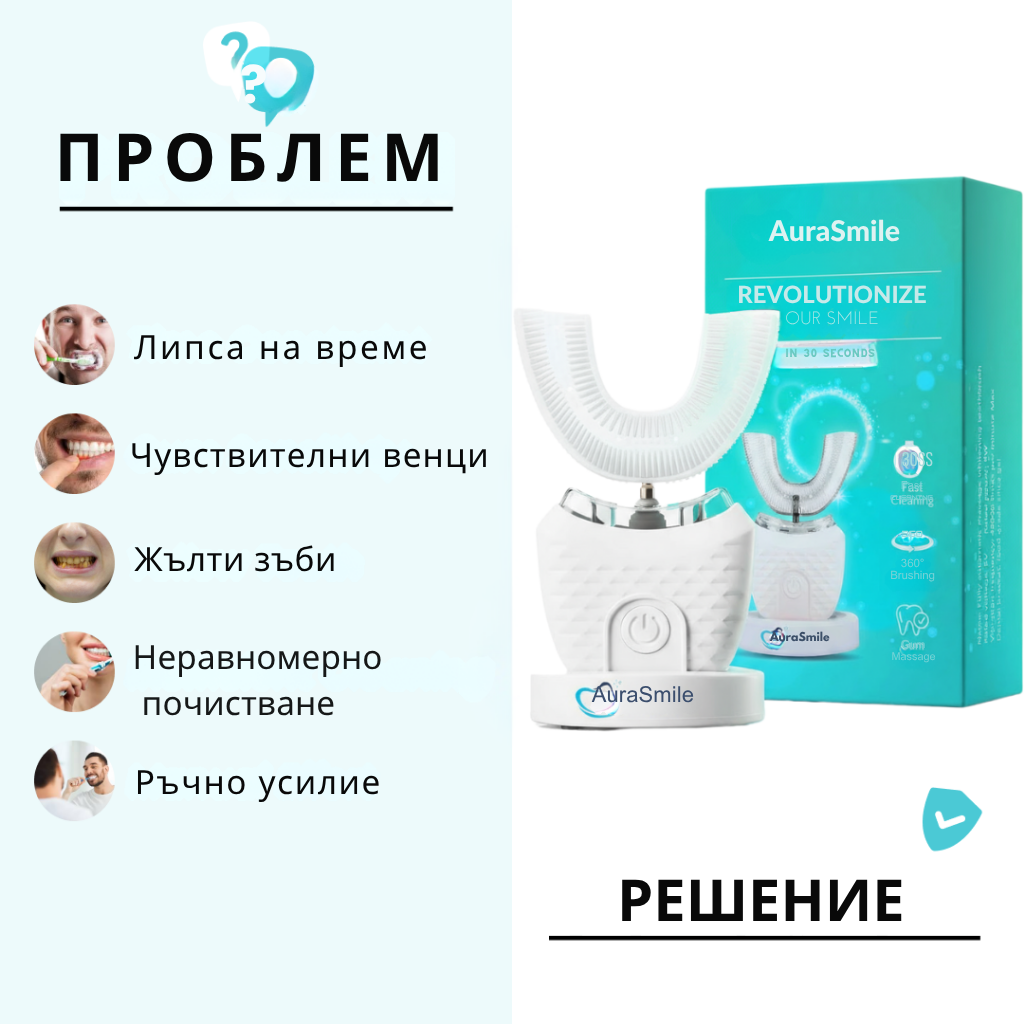 AuraSmile™ 360° електрическа четка за зъби
